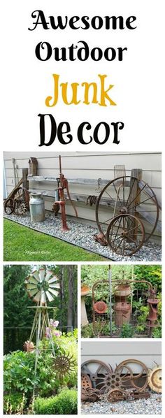 an outdoor junk decor is featured in this article