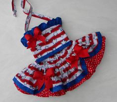 Girls Patriotic Sparkle Pageant-Party Dress, Twirl Skirt and Halter,  Over the Top in sizes 12-18 month, T2-T3 and 4-5 Pageant Ooc, Dress Twirl, Glitz Pageant, Dance Gear, Baby Birthday Dress