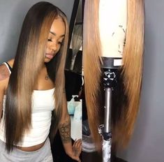 Human Hair Wigs Straight, Ginger Blonde, Wigs Straight, Colored Wigs, Brown To Blonde, Hair Lace, Black Girls Hairstyles