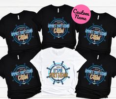 Custom Name Cruise Birthday Crew Shirt Personalized Birthday Shirt Birthday Group Shirt Cruise Birthday Party Shirt Custom Birthday Party Great item for that special someone or for yourself! Please contact me below if you have any questions! Details: Shirt (Bella Canvas 3001) -  - 100% cotton (fiber content may vary for different colors) - Medium fabric  - Classic fit - Tear-away label - Runs true to size Sweater (Gildan 18000)-  - 50% cotton, 50% polyester - Medium-heavy fabric (8.0 oz/yd² (271.25 g/m - Loose fit - Sewn-in label - Runs true to size - Sewn-in label - Runs true to size Birthday Cruise Shirts For Couples, Birthday Cruise Shirts, Cruise Birthday Party, Cruise Ship Wedding, Birthday Group Shirts, Personalized Birthday Shirts, Ship Wedding, Cruise Shirt, Birthday Party Shirt