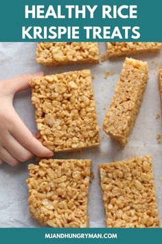 healthy rice krispie treats with text overlay