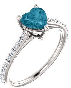 Heart-Shaped Dark Ocean-Blue London Topaz Ring in Sterling Silver Sapphire Heart Ring, Commitment Ring, London Topaz Ring, Forever In Love, White Gold Sapphire Ring, Garnet And Diamond Ring, Gold Heart Ring, Vintage Jewellery Rings, Jewelry Showcase