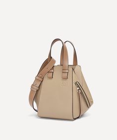 Functional Leather Satchel With Detachable Handle, Functional Satchel With Top Handle And Removable Pouch, Functional Top Handle Satchel With Removable Pouch, Functional Beige Leather Bags, Functional Leather Shoulder Bag With Top Handle, Functional Leather Top Handle Bag, Functional Leather Top Handle Shoulder Bag, High-end Leather Pouch Satchel, Loewe Hammock