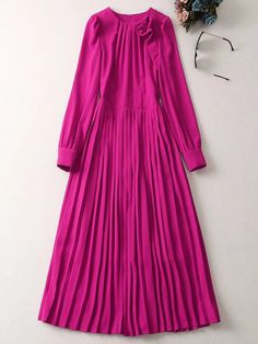 Washing instructions: Dry Clean Composition: Synthetic fiber, Polyester Designer Style ID: GC51212613 Puffy Long Sleeve Dress, Panel Dress, Dresses Xxl, Midi Dress Casual, Mid Length Skirts, Pink Midi Dress, Trendy Tops, Dress Romper, Purple Dress