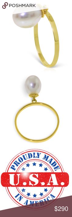 14K. SOLID GOLD RING WITH DANGLING NATURAL PEARL Item: 2635  Description 14K. SOLID GOLD RING WITH DANGLING NATURAL PEARL (Yellow Gold)   Original Ring size 6.50 (More sizes upon request)   Set in 14K Solid Gold this ring features a dangling Natural Pearl.  Item Information Metal: 14K. Solid Gold Metal Weight: 1.70 gr. Gemstones 1 Pear shape, 10X8 mm, Pearl = 4.00 ct Measurements Height: 0.8 in ( 20.3 mm) Width: 0.05 in ( 1.3 mm) Galaxy Gold Products Jewelry Rings Oval Pearl Ring In Yellow Gold With High Luster, Oval Yellow Gold Pearl Ring With High Luster, High Luster Oval Ring In 14k Gold, High Luster 14k Gold Oval Rings, Yellow Gold Oval Pearl Ring With Polished Finish, Gold Pearl Ring Stamped 14k For Gift, Gold Hallmarked Oval Pearl Ring, Gold Oval Hallmarked Pearl Ring, Oval Hallmarked Gold Pearl Ring