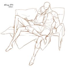 a drawing of a man sitting in a chair