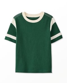 Score a touchdown in this relaxed fit jersey-style tee that's perfect for all-day play, both on and off the field! • Sueded cotton is extra soft on skin • Colorblock sleeves • Like new wash after wash 70% combed cotton, 30% recycled cotton sueded jersey Relaxed fit Soft ribbed neck Colorblock sleeves Prewashed Imported. Boy, Boys Clothes, Tees & Shirts, Back to School Shirts & Tops, Back to School clothes. | Jersey T-Shirt - Size 3 - Malachite - Back to School - Hanna Andersson Back To School Shirts, Back To School Clothes, Boy Boy, Jersey Style, School Clothes, Boys Clothes, Boy Clothes, Back To School Outfits, Hanna Andersson