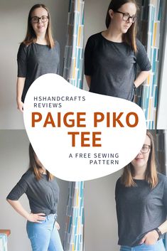 three photos of the same woman wearing jeans and t - shirts with text overlay