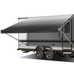 an rv is shown with the awning down on it's sides and sidewalls