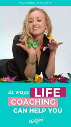 a woman with her hands up in the air and text that reads, 21 ways life coaching can help you