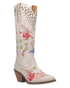 Women's Poppy Western Boots – Skip's Western Outfitters Hand Painted Cowgirl Boots, Cute Cowboy Boots For Women, Country Style Leather Boots For Spring, Spring Embroidered Boots For Rodeo, Bohemian Snip Toe Boots For Spring, Bohemian Snip Toe Spring Boots, Spring Bohemian Snip Toe Boots, Spring Leather Boots With Floral Embroidery, Fancy Cowgirl Boots