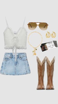 Concert Outfit Inspo Summer, Country Fest Outfits, Country Thunder Outfits, Summer Country Concert Outfit, Cute Concert Outfits, Country Summer Outfits, Boho Fits