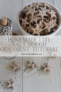 homemade diy salt dough ornament star garland with twine spools