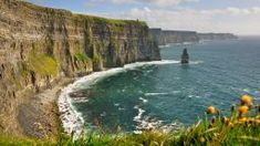 the cliffs are very high on the water