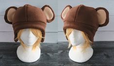 This Monkey hat is made from fleece. Multiple colors are available. If you don't see a color you want let me know and if you have a preference for inner ear color. ⫸ Perfect for: fans, cold weather, costumes, or conventions. Very warm! ⫸ Monkey with hair does not have free shipping⫸ Size: If in doubt order the larger size. Adult: 24-25 Inches Youth: 21-23 Inches Youth: 18-20 Inches ⫸ Care instructions: I recommend hand wash but should be fine in machine wash cold.⫸⫸Made when ordered.All hats are Finn Hat, Weird Hats, Cold Weather Costumes, Weather Costumes, Raccoon Hat, Monkey Costume, Hat Sewing Pattern, Crochet Animal Hats, Monkey Hat