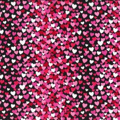 many pink and red hearts on black background