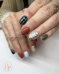 Rustic Nails Designs, Boho Fall Nails, Simple Fall Nails, Nail Decor, Fall Manicure, Nail Art For Beginners, Plaid Nails, I Love Fall