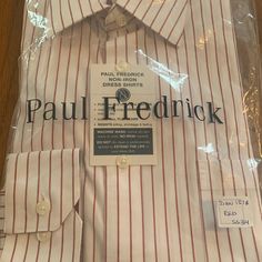 Paul Frederick Red Stipe Button Cuff Dress Shirt Red Stripe, Mens Shirt Dress, Striped Dress, Cuff, Mens Shirts, Red, Color