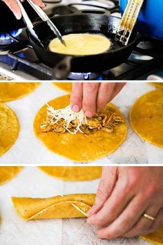 the process of making tortillas is shown here