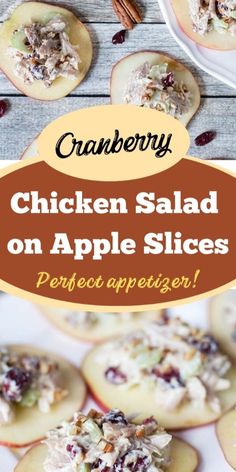 chicken salad on apple slices perfect appetizer