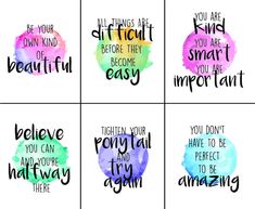 four watercolor quotes with the words you are not afraid to be difficult, and one is