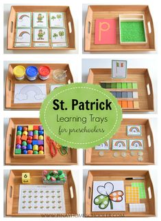 st patrick's day learning trays for preschoolers