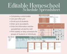 the editable homeschool schedule spreadsheet