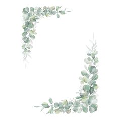 the letter l is made up of green leaves and branches, with watercolor on paper