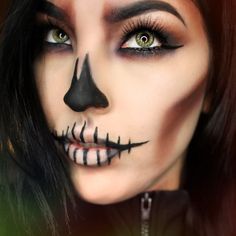 Makijaż Sugar Skull, Halloween Skeleton Makeup, Fete Emo, Halloween Makeup Sugar Skull, Make Up Diy, Makeup Clown, Dead Makeup