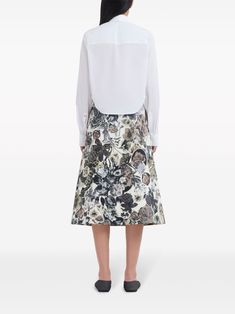 Marni Юбка А-силуэта с Цветочным Принтом - Farfetch A Line Skirt, Cream White, A Line Skirts, White Cotton, Knee Length, Fashion Branding, Top Brands, A Line, Floral Print