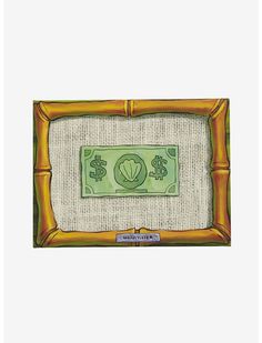 a bamboo frame with money in it on a white background and the words, $ 10