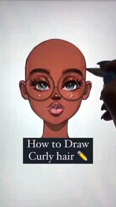 a person is drawing an avatar on a sign that says how to draw curly hair