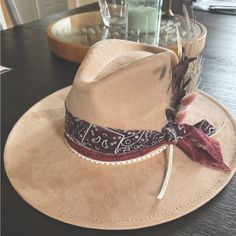 Nice Quality Suede Hat. New Without Tags - Not Worn. Dusty Pink Color Can Go With Anything. Decorated With Coordinating Ribbon, Feather And Botanicals. Can Be Easily Removed If Minimal Look Is Desired. Adjustable String And Elastic. Branded With “95” On Bottom Of Brim. Personalized Cowgirl Hat, Burning Hats, Embellished Cowboy Hat, Ribbon Feather, Womens Western Hats, Hat Bar, Pink Cowboy Hat, Dusty Pink Color, Cowboy Birthday Party