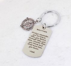 * Material: Stainless steel * Size: 49x28mm * Colors: Silver, black or matte grey * Finish: Mirror and brushed * Nickel free, hypoallergenic! * Custom engravable, personalized gift! * Super durable! * Nice stocking stuffer for your brother! This is a great gift for a great brother! The message says it all but if you'd like, I can customize the front with your brother's name for that personalized touch! I can also engrave the back to your liking too with a saying or message. Makes a great birthda Christmas Gift Brother, Personalized Key Chain, Bar Keychain, Engraved Keychain, Gift Envelope, Custom Bar, Santa Gifts, Drive Safe, After Christmas