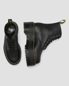 Dr Martens 1460 Pascal, Leather Platform Boots, Ballerina Shoes Flats, Black Platform Boots, Ballerina Flats, Doc Martens, Black Laces, Platform Boots, Work Boots