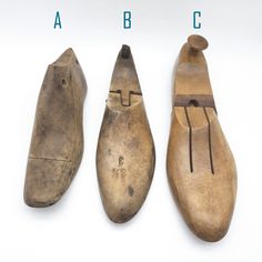 Your choice of wooden shoe forms/stretcher. All have wear, age and patina to wood.  A. Measures about 9 1/2" L x 2 1/2" W x 3 1/2" H - Bottom has damage B. Measures about 11" L x 3 1/2" W x 3" H - Back knob has breakage C. Measures about 11 3/4" L x 3 3/4" W x 3 1/4" H - Twist stretcher Stands, bases, or any props used in photos not included. Monitor settings may affect colors in photos. ~-~-~-~-~-~-~-~-~-~-~-~-~ Any listed toys or child items are for adult collectors and collectible purposes only and are not suitable for children or babies. ~-~-~-~-~-~-~-~-~-~-~-~-~ Items I sell are vintage or antique and are in used condition, which varies widely. I try very hard to show and describe any flaw I find, but occasionally may miss something. Please read my descriptions and study the photos an Vintage Wood Shoe Stretcher, Aged Wood, Shoe Making, Wooden Shoe, Aging Wood, Kraft Boxes, Wooden Shoes, Decor Display, Packing Material