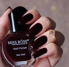 Matte Nail Polish Colors, Nail Colors For Pale Skin, Rose Nail Polish, Elegant Touch Nails, Silver Nail Designs, Wine Nails, Rose Nails