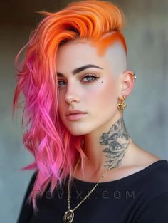 Fire Ombre Hair, Sunset Hair Color, Underneath Hair Color Ideas, Underneath Hair Color, Sunset Hair, Bob Black, Peekaboo Highlights, Purple Ombre Hair, Best Hair Dye