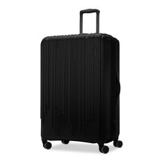 Luxury Large Capacity Black Luggage, Black Large Capacity Rectangular Luggage, American Tourister Luggage, Luggage Black, Rectangular Luggage With Top Carry Handle For On-the-go, Accessories Guide, Carbon Fiber Texture, Hardside Spinner Luggage, Fiber Texture