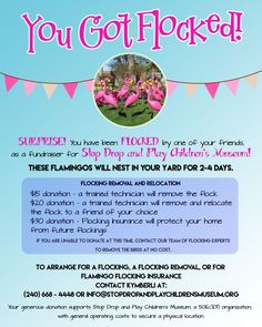 an advertisement for the flamingos in your yard event