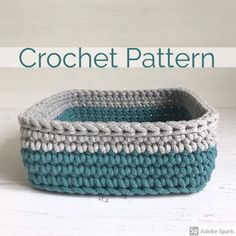 a crochet basket is shown with the words crochet pattern on it