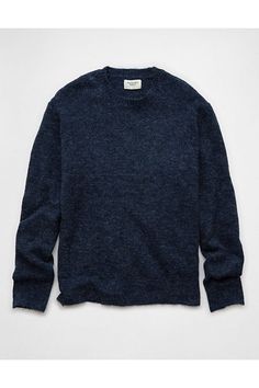 Super soft brushed sweater knit/Crew neck/Ribbed collar, cuffs & hem Cozy Sweater For Casual Winter Gatherings, Winter Knit Sweater For Casual Gatherings, Cozy Sweater With Ribbed Cuffs For Casual Gatherings, Cozy Winter Sweater For Casual Gatherings, Cozy Blue Sweater With Crew Neck, Winter Sweatshirt With Ribbed Cuffs For Casual Gatherings, Cozy Soft-washed Crew Neck Sweater, Blue Cozy Fit Sweater, Crew Neck, Cozy Soft-washed Crew Sweater