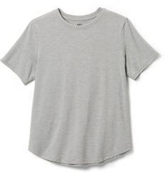 REI Co-op Active Pursuits T-Shirt - Women's | REI Co-op Functional Short Sleeve Activewear In Athletic Heather, Functional Gray T-shirt With Go-dry Technology, Functional Gray Go-dry T-shirt, Functional Athletic Heather T-shirt With Go-dry, Athletic Heather Functional T-shirt For Workout, Functional Athletic Heather T-shirt For Workout, Athletic Heather Go-dry Athleisure T-shirt, Functional Gray Athletic Fit T-shirt, Athletic Heather Go-dry T-shirt For Athleisure