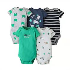 5PCs Set Jumpsuit Baby Boys Girls Short Sleeve Mixed Color Printing Triangle Jumpsuit Creeper 5 - PrettyKid Baby Overall, Baby Boy Clothes Newborn, Baby Jumpsuit, Short Sleeve Romper, Cotton Bodysuit, Kids Boutique, Baby Shorts, Baby Outfits Newborn, One Piece Suit