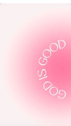 the word good is written in white on a pink background