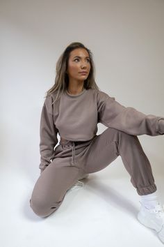 Pea Street has handmade the best quality loungewear for you peas. This taupe crop brush back sweatshirt jumper is super cute to go with the matching joggers and crop top. Ribbed collar and cuffs. model size 8-10 wearing size 10 handmade to order, high quality fabric. Trendy Cropped Sweater With Ribbed Cuffs For Loungewear, Winter Loungewear Crop Top With Crew Neck, Relaxed Fit Long Sleeve Crop Top For Loungewear, Sporty Winter Loungewear Crop Top, Long Sleeve Relaxed Fit Crop Top For Loungewear, Winter Athleisure Crop Top For Loungewear, Casual Cropped Sweats For Loungewear, Cotton Crop Top For Winter Loungewear, Cropped Sweats For Winter Loungewear