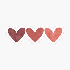 three hearts sticker on a white background with watercolor effect in the shape of heart