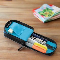 This pencil cases features an incredibly slim and sturdy profile perfect for backpacks and bags. When in use one side of the pencil case will magnetize to itself and remain out of the way. Features a bottom protective wall for pen tips. There is a loop to hold an eraser or other small tool such as white out. Available in 3 different colors! Winner of the Good Design award in 2017. The Pencil, Pencil Cases, Special Deals, One Sided, White Out, Pencil Case, The Way, Cool Designs, Pencil