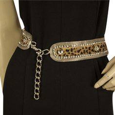 Nanni Milano Woman's Metallic Mesh Leopard Print Calf Hair Chain Clip Belt 85/34 This highly impressive belt is crafted from leopard print pattern calf hair with silver tone metallic mesh, crystal studs and chain/ clip closure. This belt will be an excellent compliment for an added touch of luxury and style, from Nanni Milano. Item specifics Brand: Nanni Color: Beige Material: Calf Hair Measurements: 4.5cm width , 79cm total length ( + 13cm chain) Made in Italy Condition: 9 Very Good prewoned co Clip Belt, Hair Chain, Metallic Mesh, Hair Chains, Suspender Belt, Calf Hair, Suspenders, Belts, Leopard Print