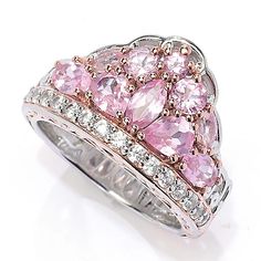 Gems en Vogue 18K Gold Accented 2.66ctw Tanzanian Pink Spinel & Zircon Ring Vogue Jewelry, Red Spinel, Pink Spinel, Spinel Gemstone, Zircon Ring, Jewelry Plate, 18k Rose Gold, Gold Accents, Rose Gold Plates